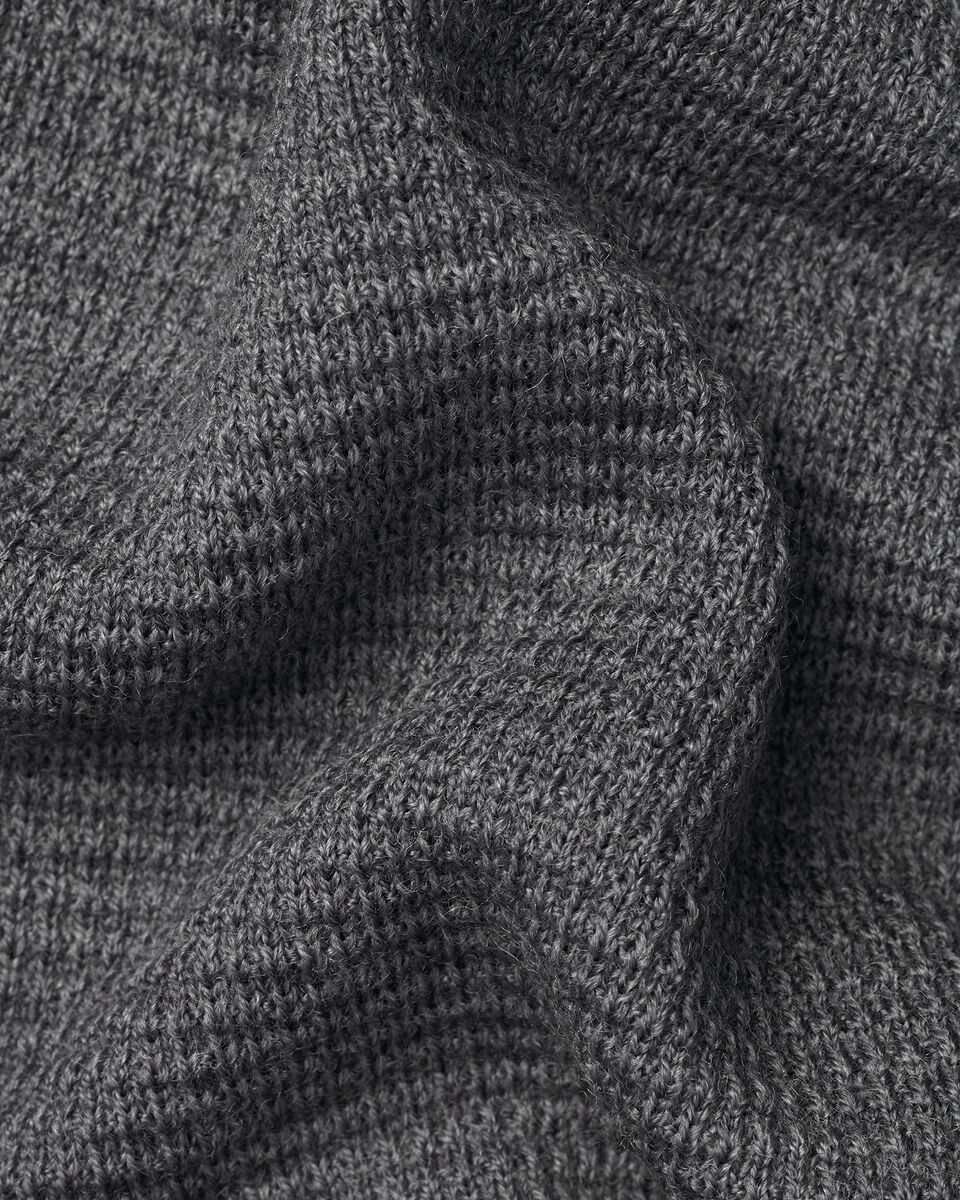 Pull &agrave; col zipp&eacute; en pure laine m&eacute;rinos textur&eacute;e - Gris