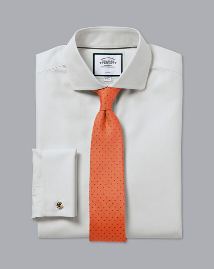 Stain Resistant Silk Textured Spot Tie - Orange & Navy
