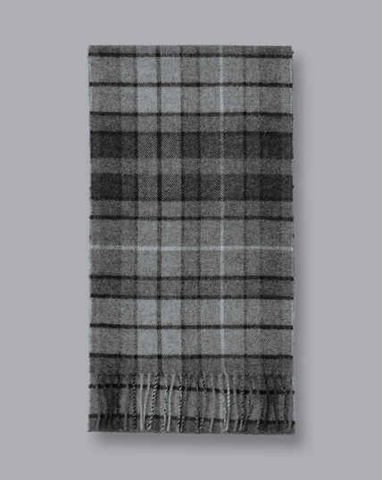 Lambswool Check Scarf - Light Grey