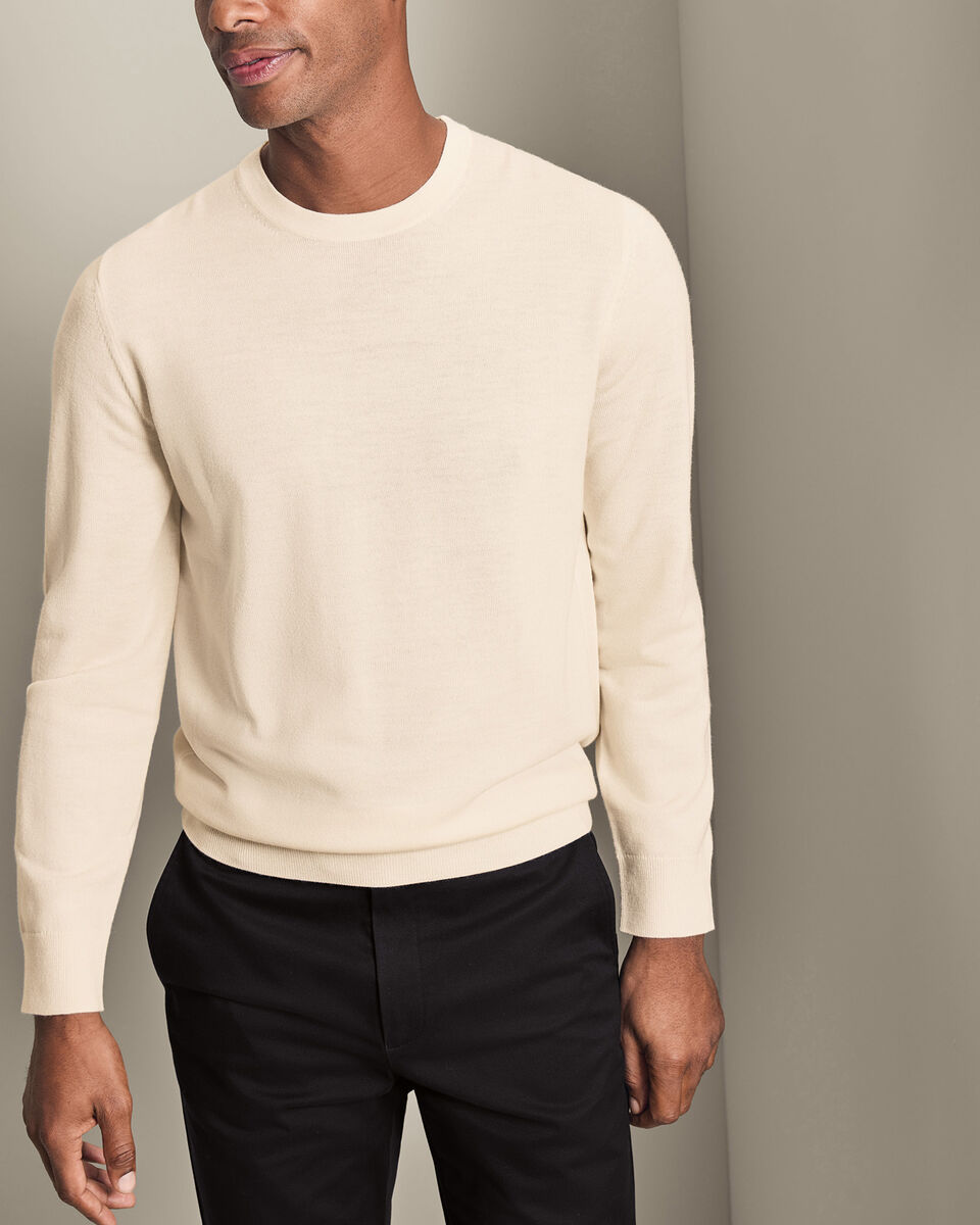 Pure Merino Crew Neck Jumper - Cream