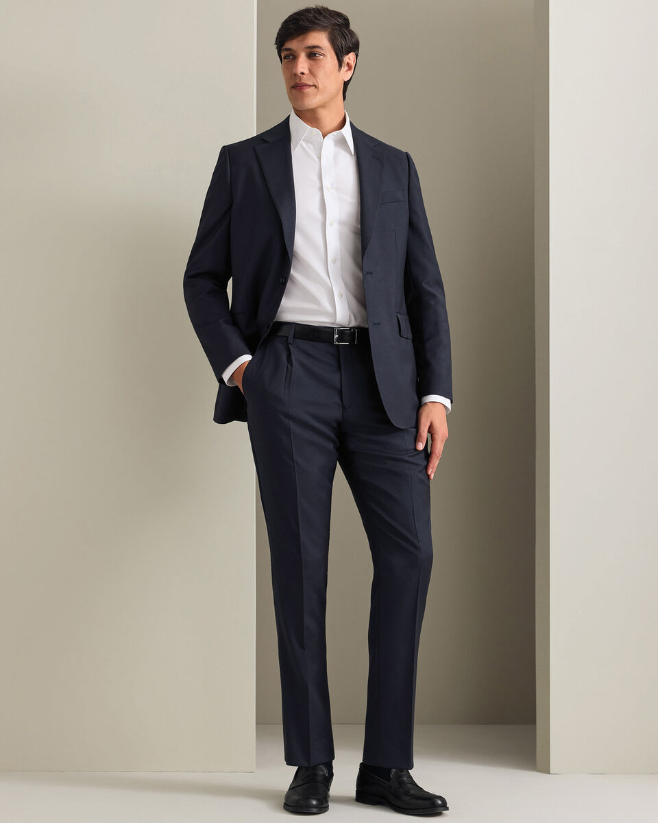Natural Stretch Twill Suit Trousers - Navy