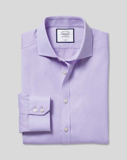 Cutaway Collar Non-Iron Cotton Stretch Shirt - Lilac