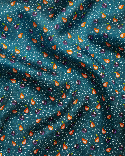 Apples and Pears Print Pocket Square - Teal Green