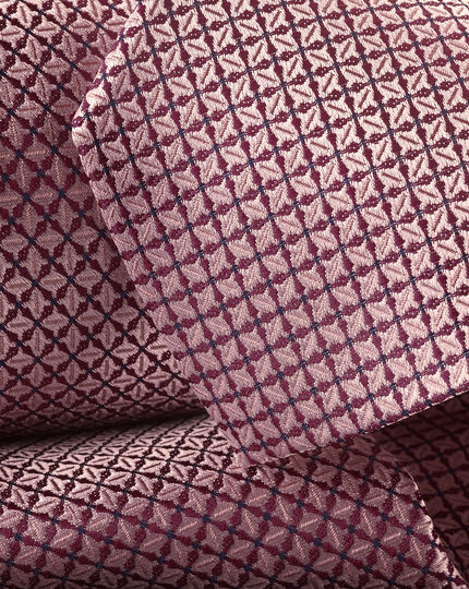 Stain Resistant Semi Plain Pattern Silk Tie - Pink