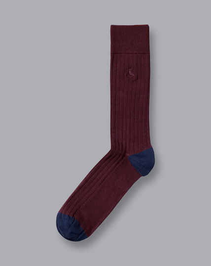 Cotton Rib Socks - Wine