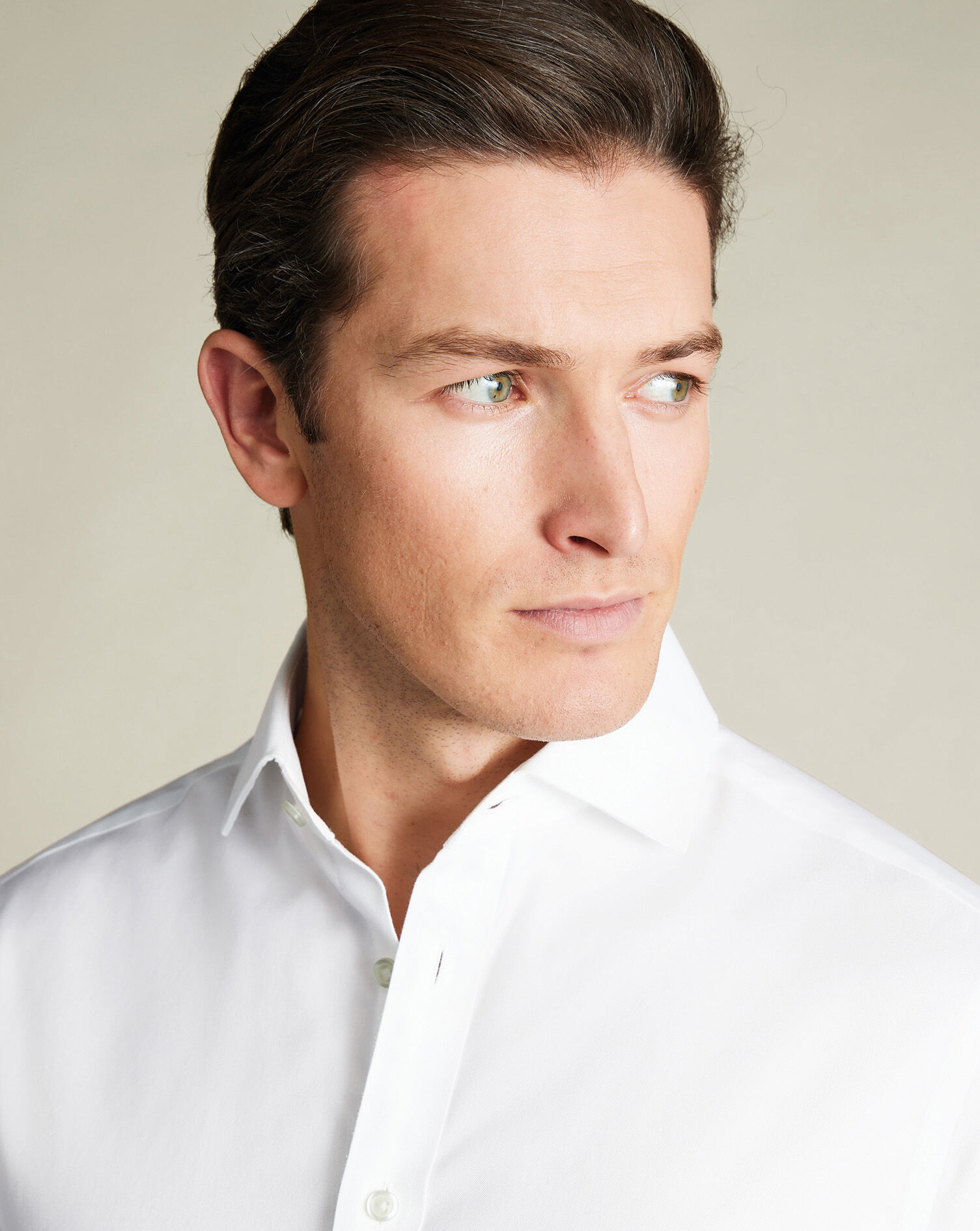 Spread Collar Non-Iron Twill Shirt - White