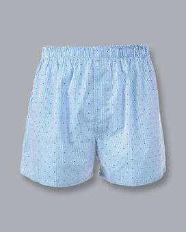 Fine Stripe With Dot Woven Boxers - Sky