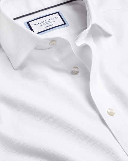 Spread Collar Non-Iron Mayfair Weave Shirt - White