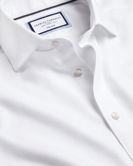 Chemise à tissage Mayfair et col italien sans repassage - Blanc