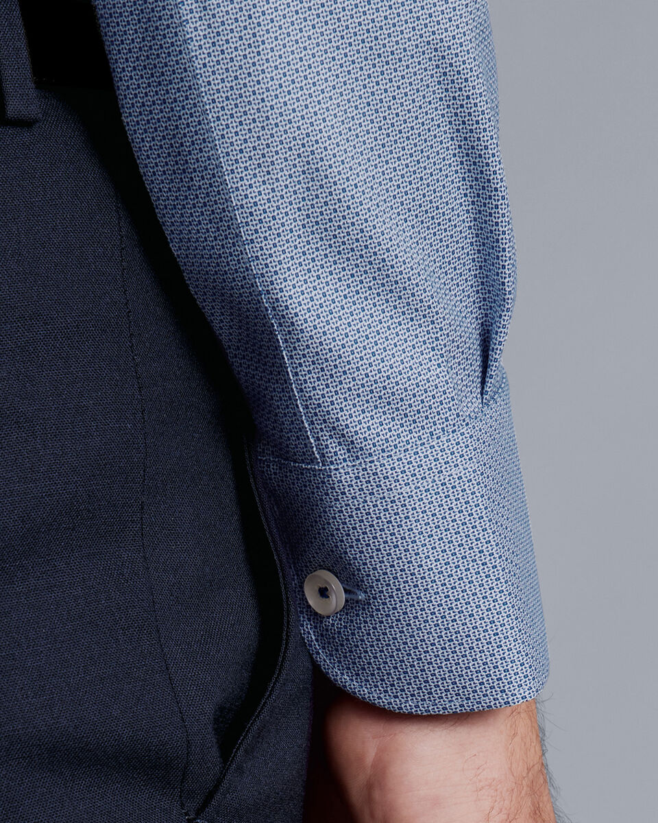 Semi-Cutaway Collar Non-Iron Stretch Texture Shirt - Royal Blue ...