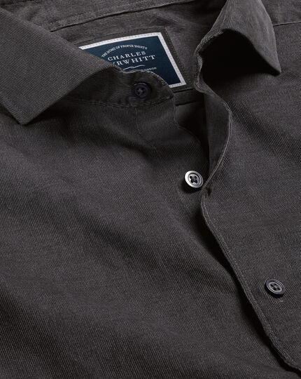 Cutaway Collar Fine Corduroy Shirt - Charcoal
