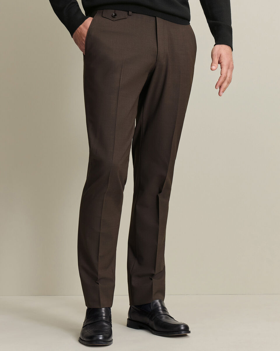 Wool Stretch Trousers - Chocolate