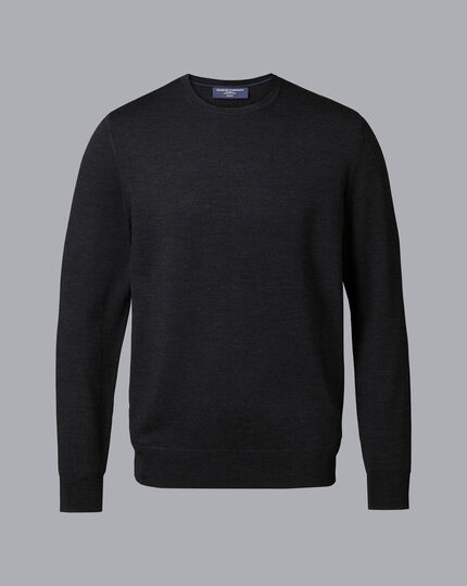 Merino Crew Neck Sweater - Charcoal Grey