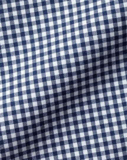Button-Down Collar Non-Iron Stretch Poplin Mini Gingham Shirt - French Blue
