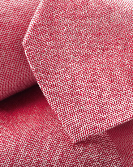 Silk Linen Tie - Coral Pink