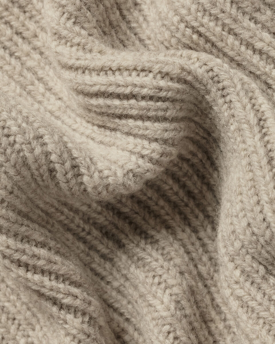 Grof Gesneden Vest Van Pure Merinowol Met Sjaalkraag - Havermoutkleur