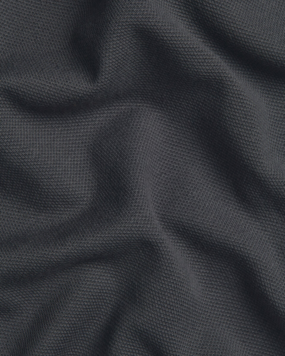 Long Sleeve Pique Polo - Charcoal Grey