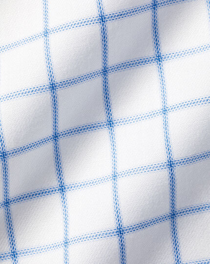 Cutaway Collar Non-Iron Twill Grid Check Shirt - Cornflower Blue