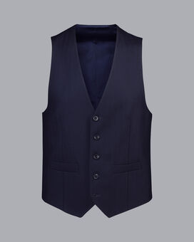 British Luxury Herringbone Suit Waistcoat - Dark Navy