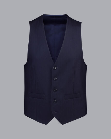 British Luxury Herringbone Suit Vest - Dark Navy