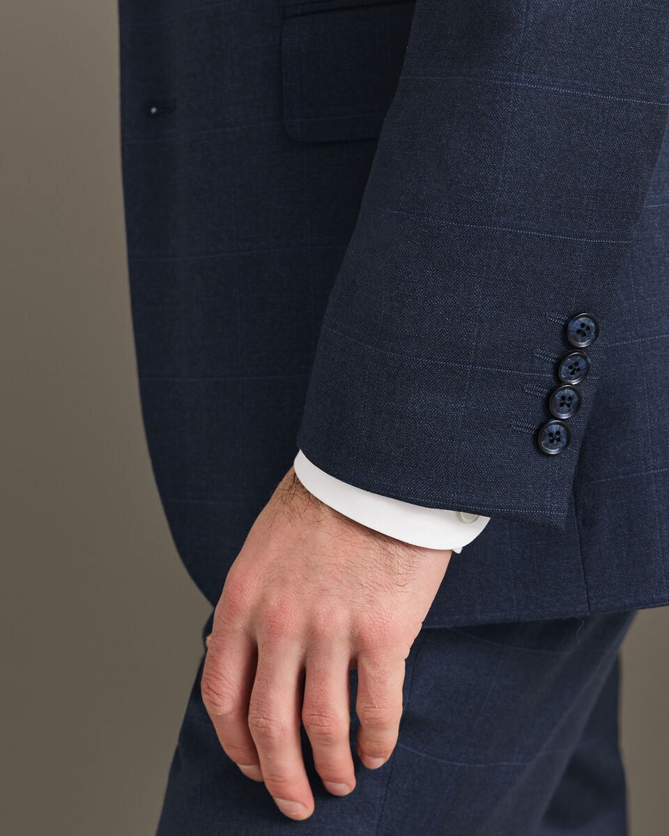 Windowpane Check Suit - Indigo Blue