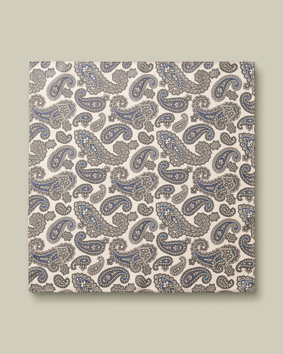 Silk Paisley Pocket Square - Ivory