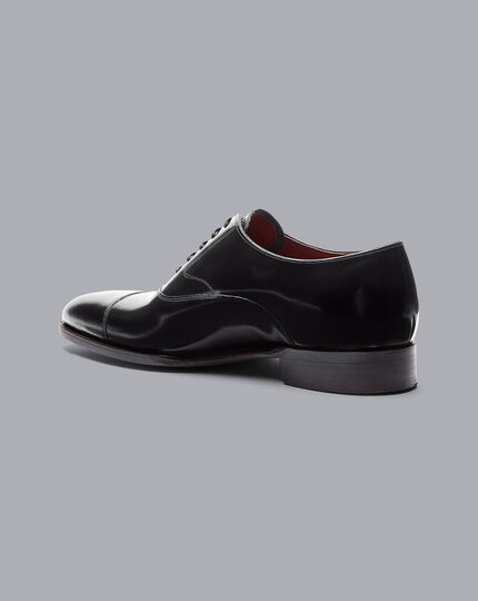 Made in England High-Shine Leather Oxford Shoes - Black