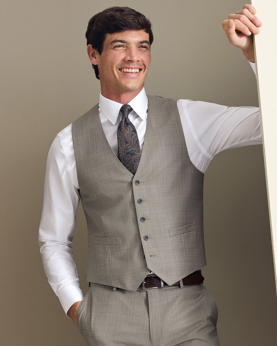 Italian Luxury Suit Waistcoat - Taupe