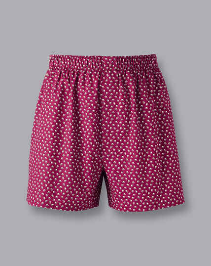 Hat Motif Woven Boxers - Red