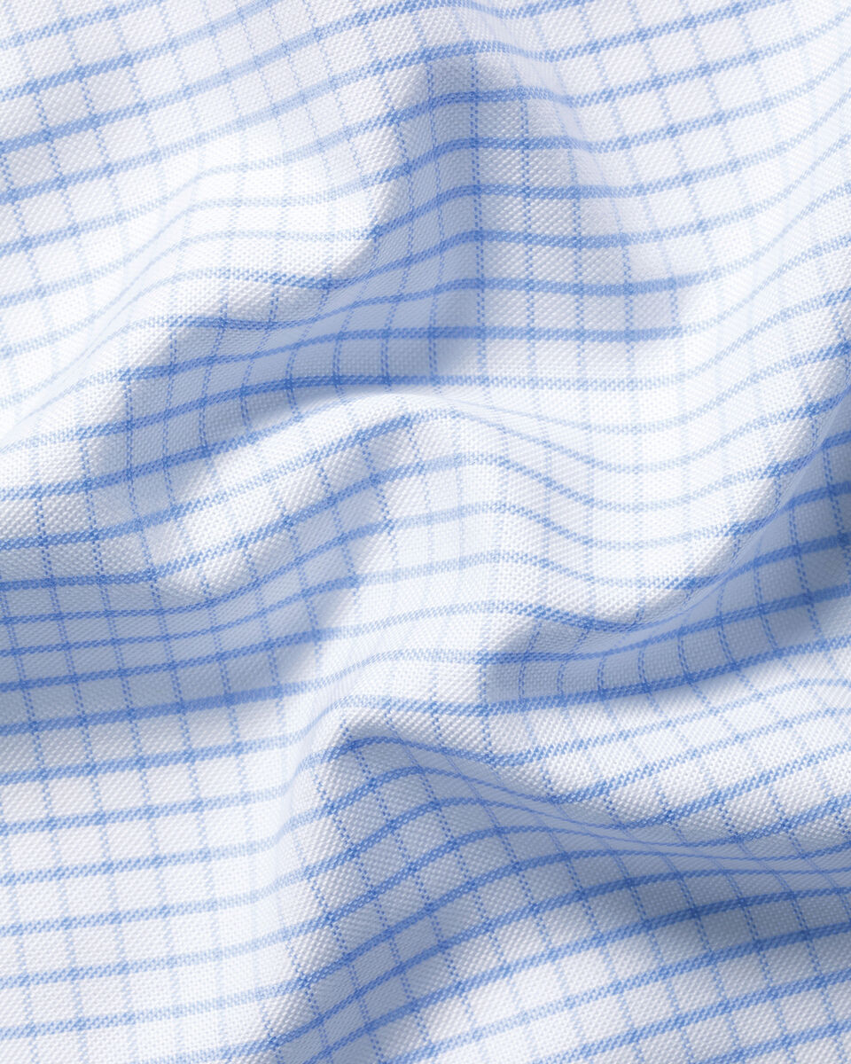 Non-Iron Stretch Oxford Check Shirt - Cornflower Blue