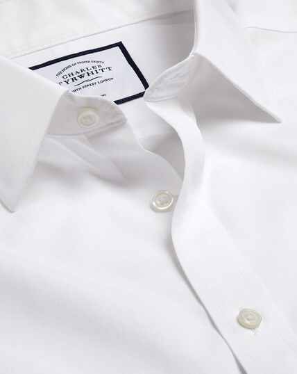 Bügelfreies Tyrwhitt Cool Popeline-Kurzarmhemd - Weiß