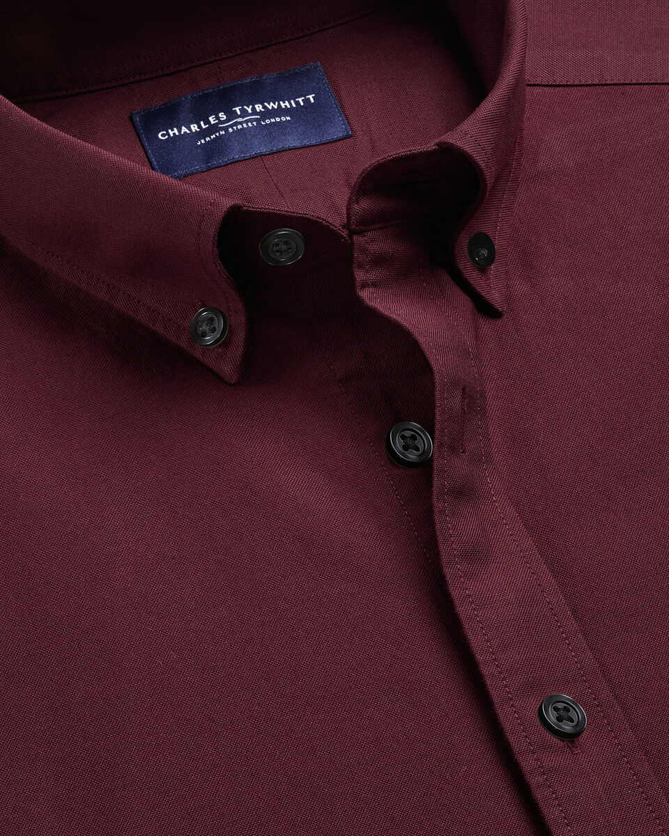 Button-Down Stretch Washed Oxford Shirt - Burgundy