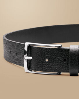 Made in England Textured Leather Chino Belt - Black