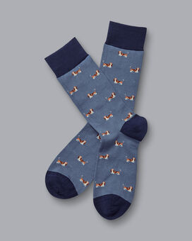 Socken mit Dachshund-Motiv - Stahlblau