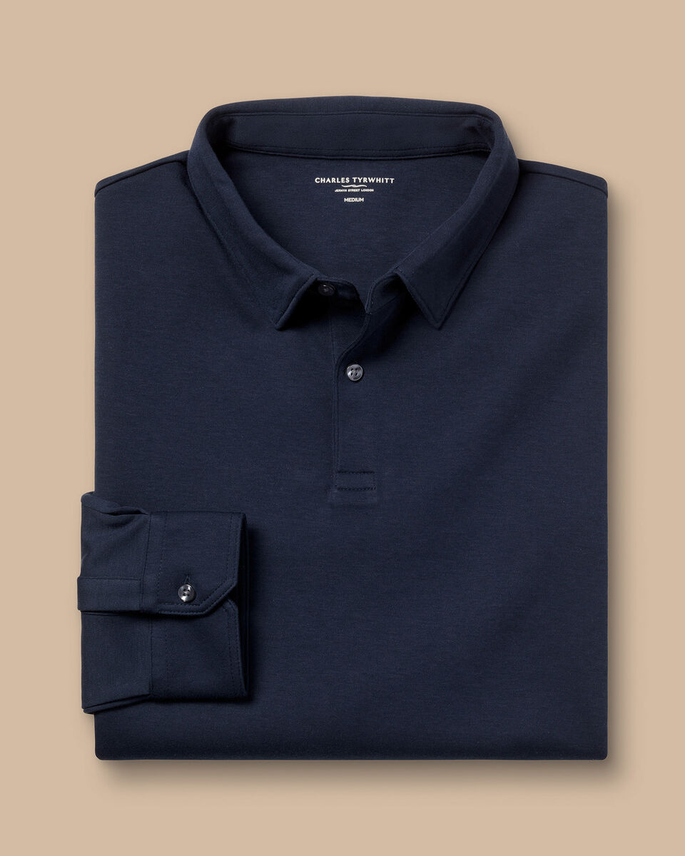 Long Sleeve Performance Smart Jersey Polo - Navy