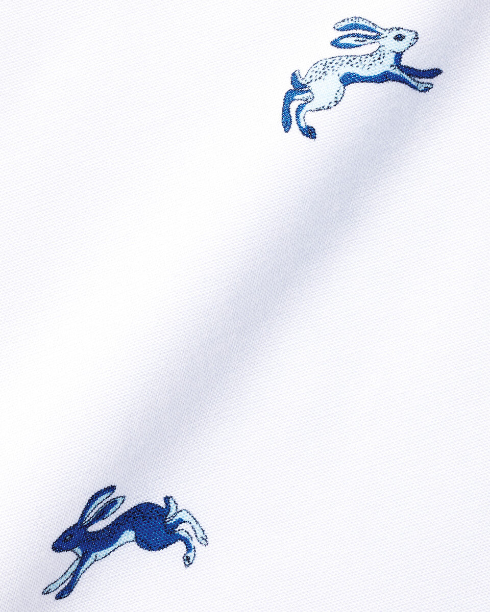 ButtonDown Collar NonIron Stretch Hare Print Shirt White Multi