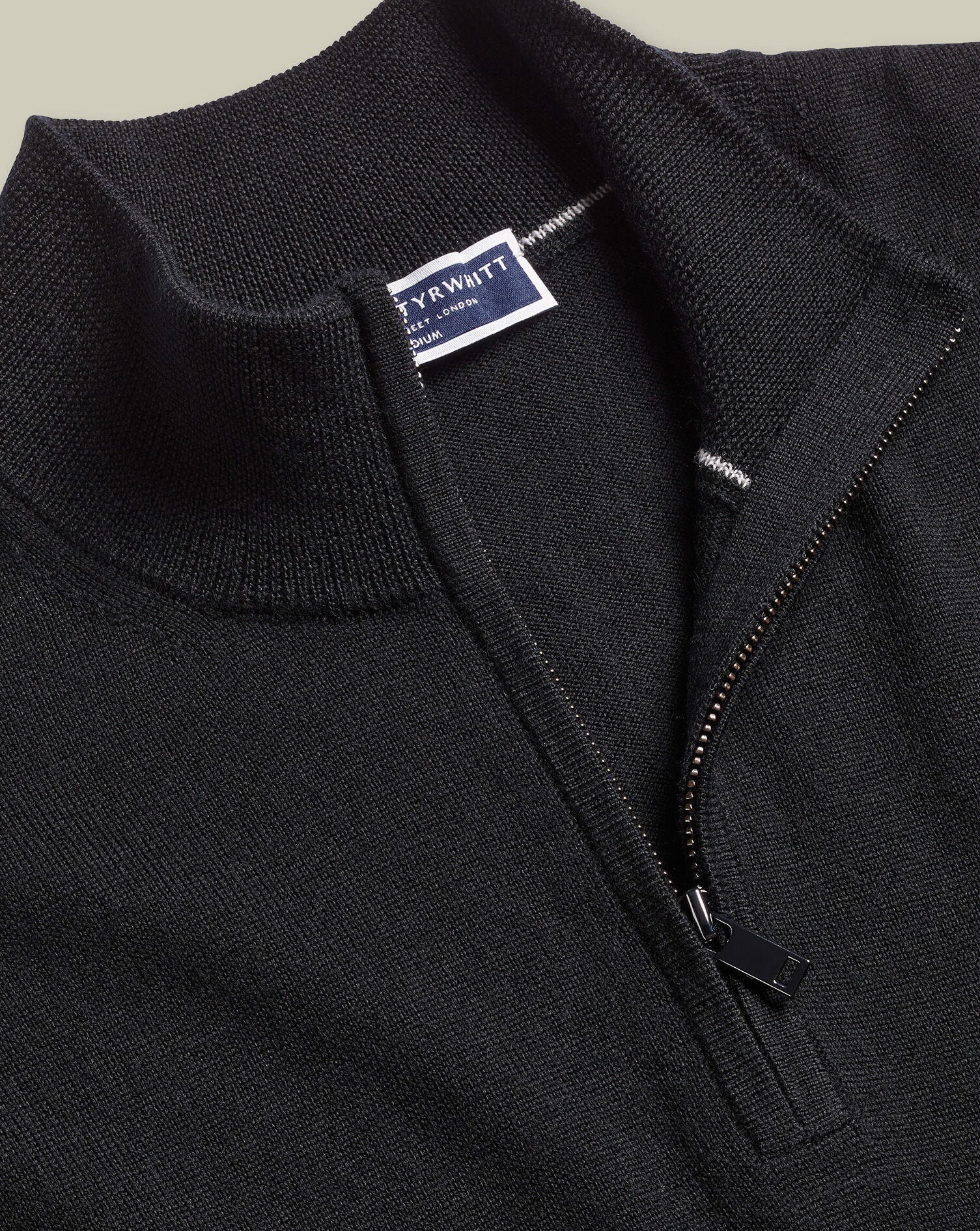 Merino Quarter Zip Sweater - Black | Charles Tyrwhitt