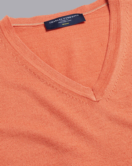 Merino V-Neck Sweater - Orange