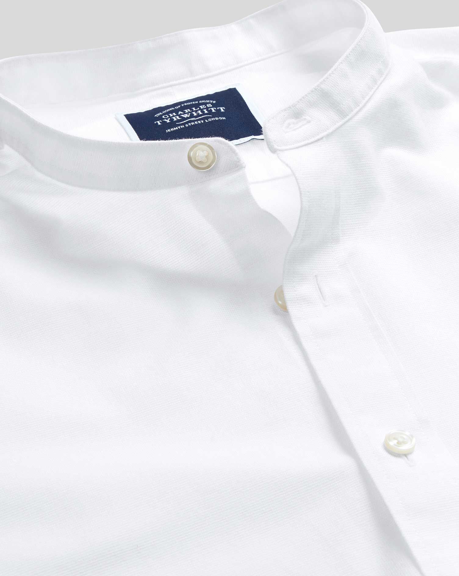 White collarless button up Clearance
