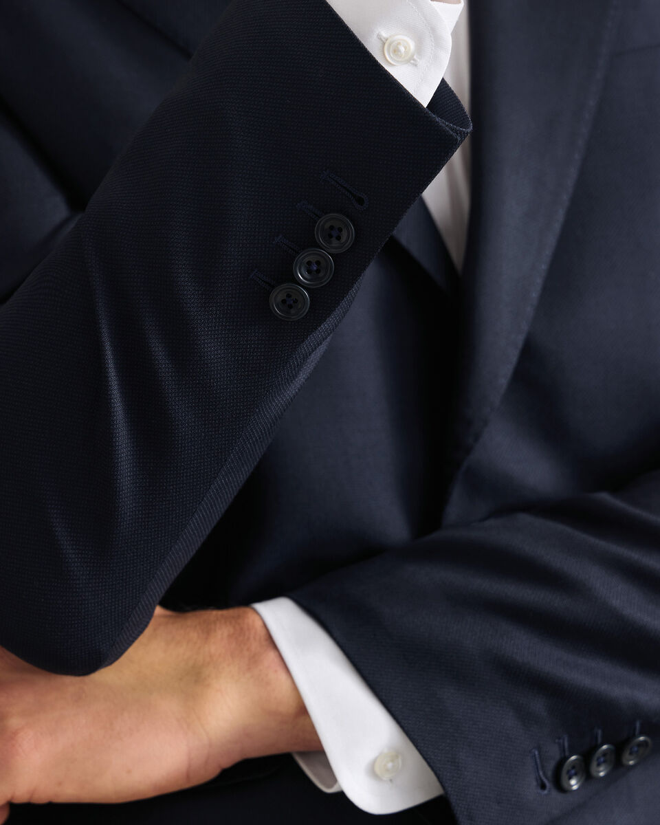 Italian Luxury Birdseye Suit Jacket - Navy