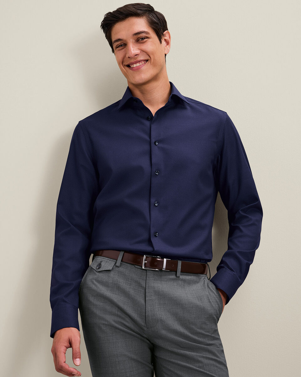 Non-Iron Stretch Texture Shirt - Royal Blue