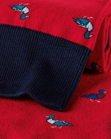 Duck Motif Socks - Red