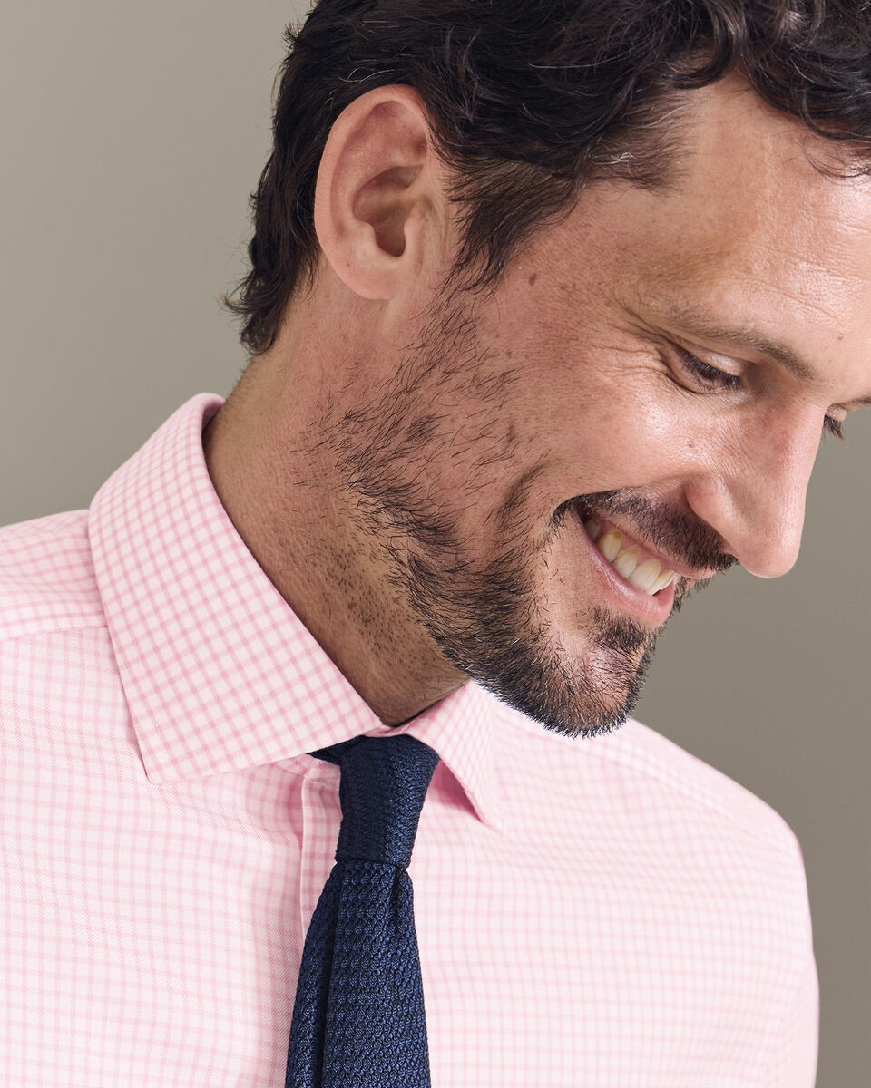 Non-Iron Twill Check Shirt - Pink