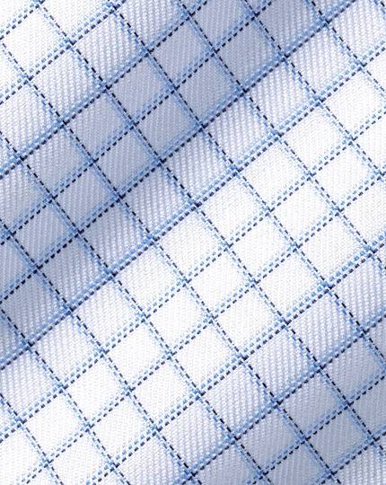 Semi-Cutaway Collar Egyptian Cotton Check Shirt - Ocean Blue