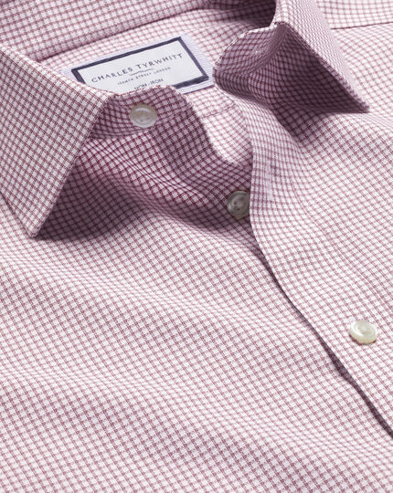 Bügelfreies Royal-Oxfordhemd mit Karos - Bordeaux-Rosa
