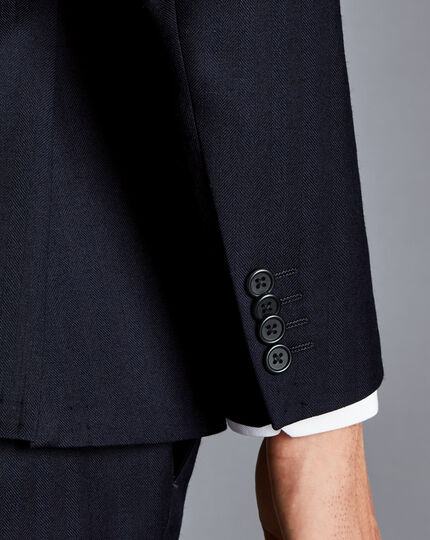British Luxury Herringbone Suit Jacket - Dark Navy