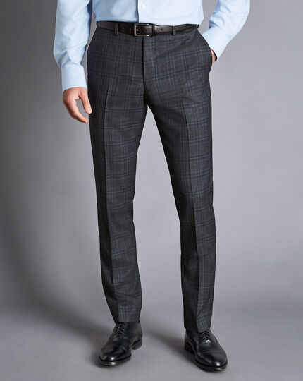 Ultimate Performance Prince of Wales Check Suit Trousers - Steel Blue