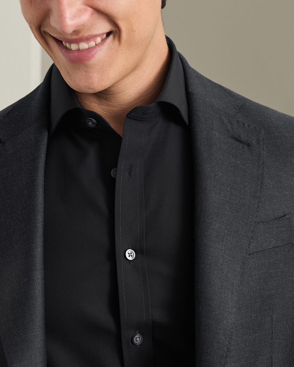 Non-Iron Stretch Poplin Shirt - Black