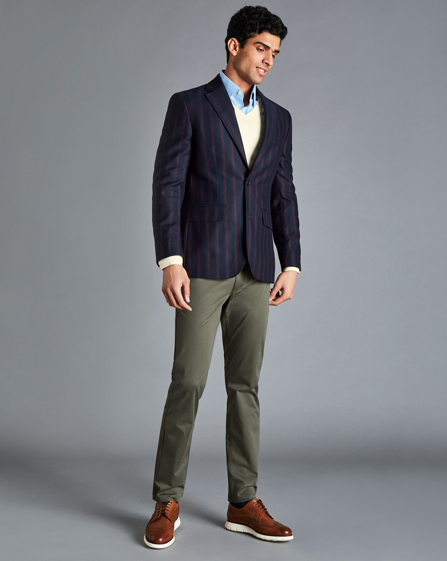Stripe Boating Blazer - Navy | Charles 