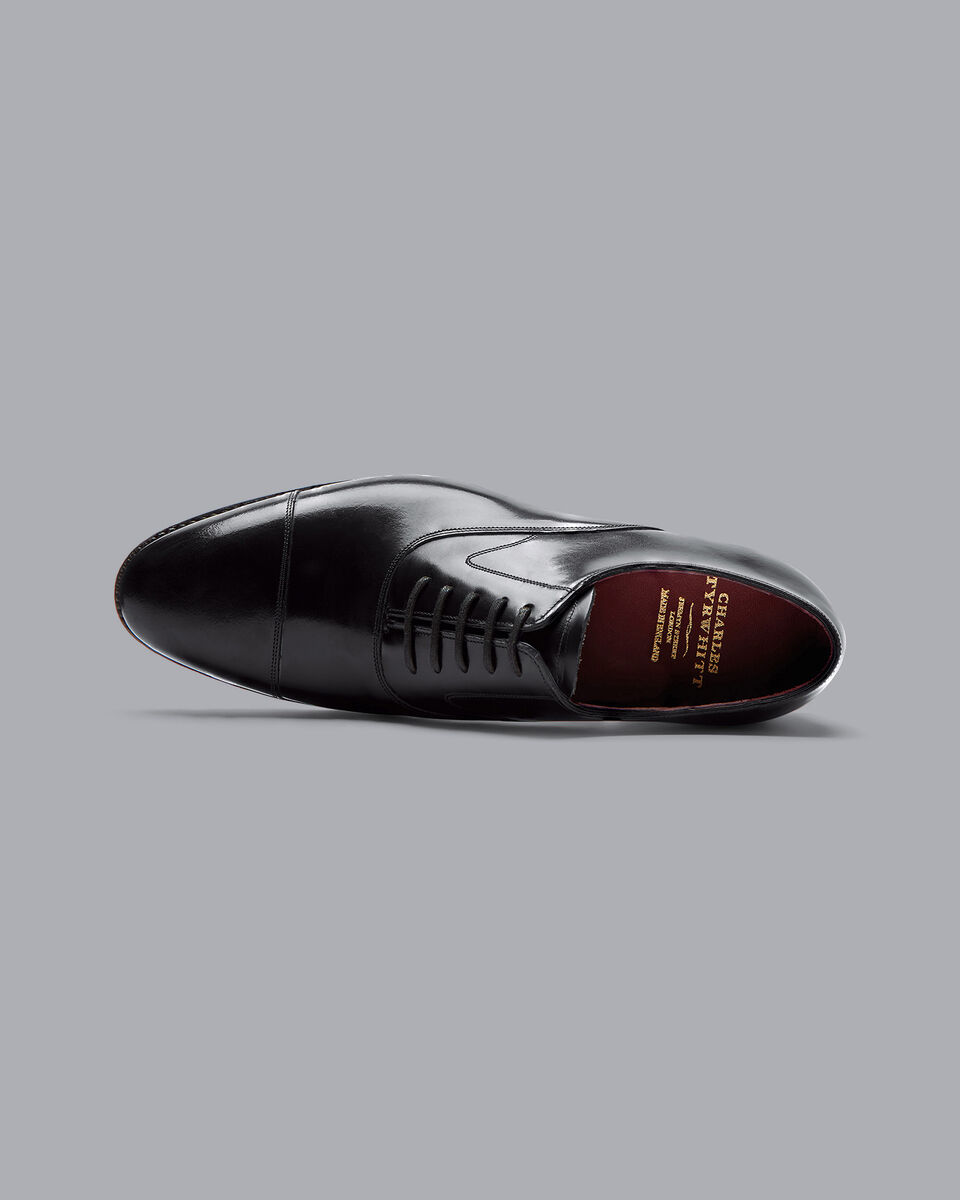 High-Shine Leather Luxury Oxford Shoes - Black